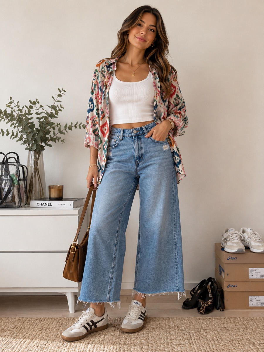 New Look Newlook size 12 wide leg cropped jeans