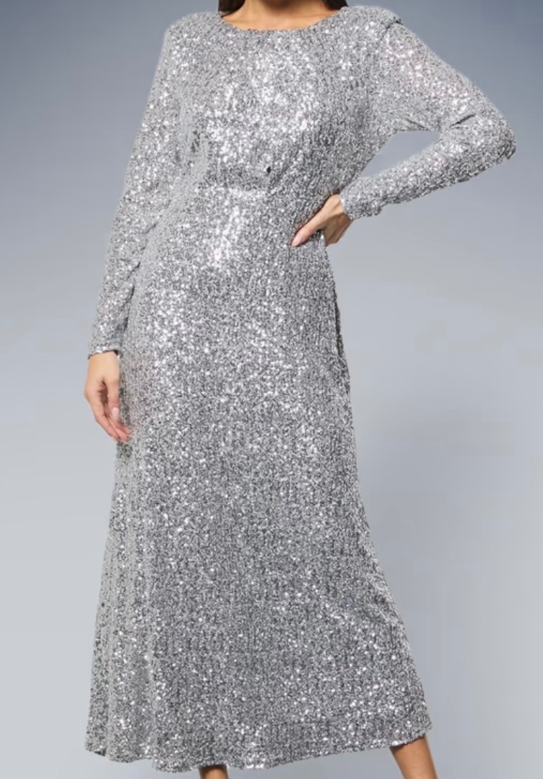 ZARA Silver Sequin Gown photo 3