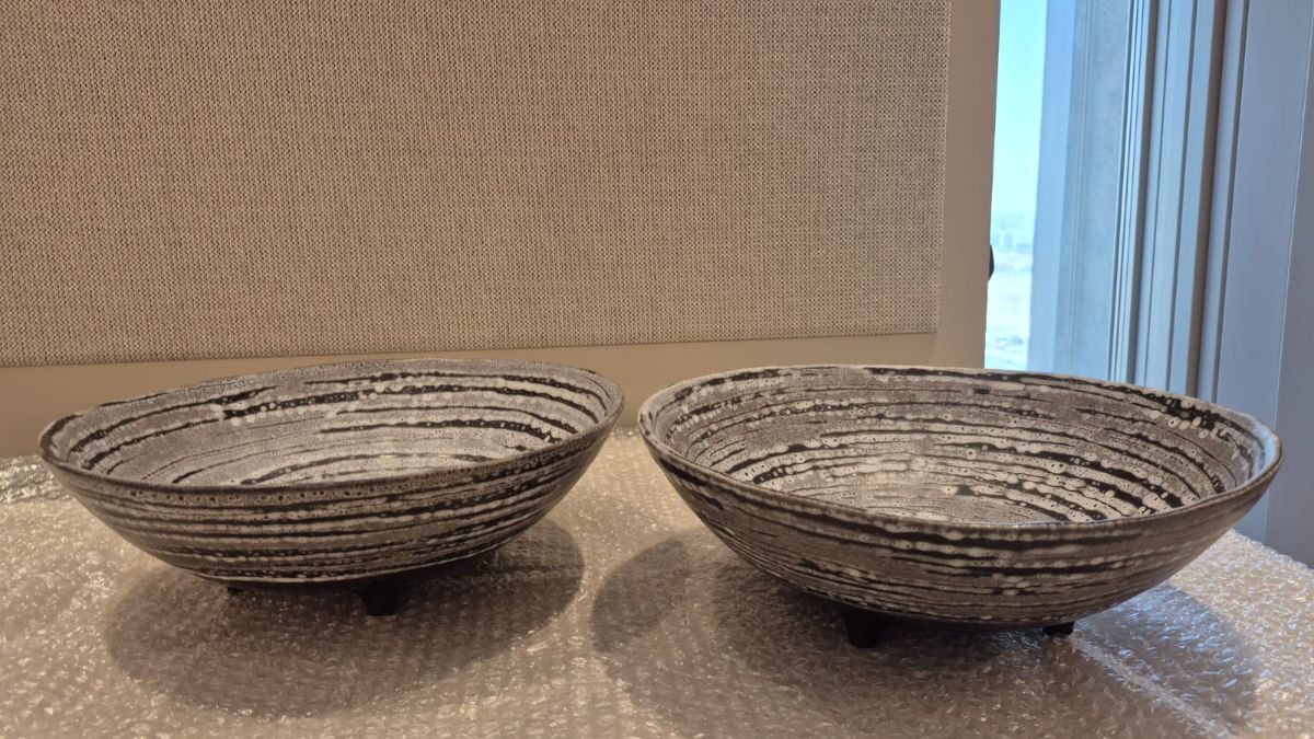 Crate & Barrel x Shinola Detroit Ceramic Bowls. Heavy glazed ceramic. Set of 2 photo 2