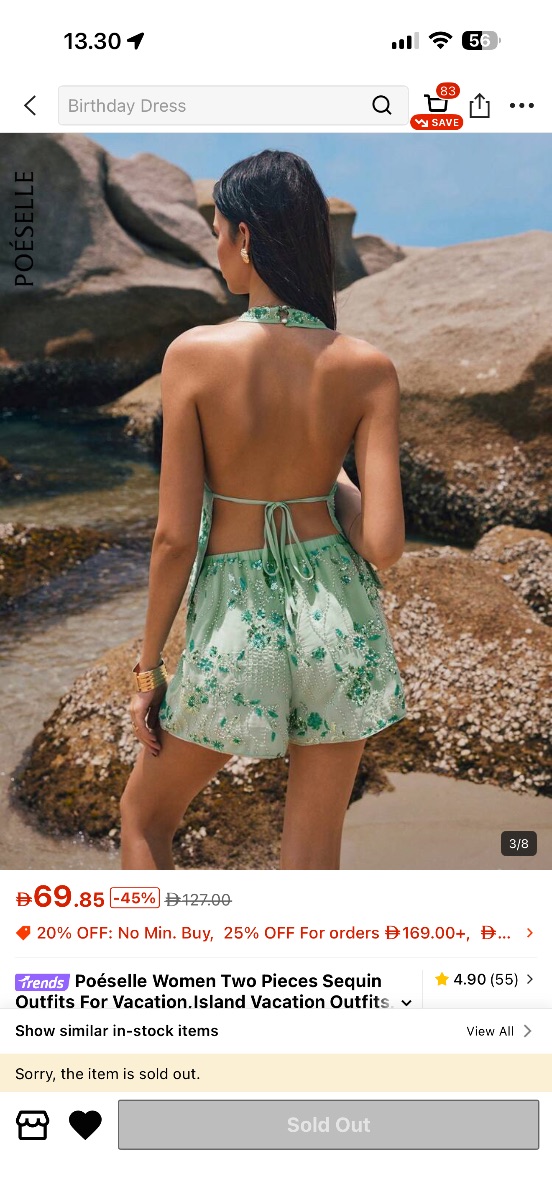 Shein Poéselle Green Sequin Vacation Co-Ord Set – Never Worn photo 2