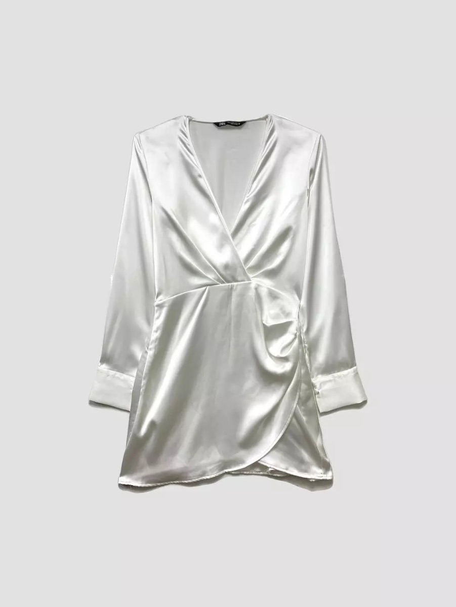 Zara White Satin Mini Dress