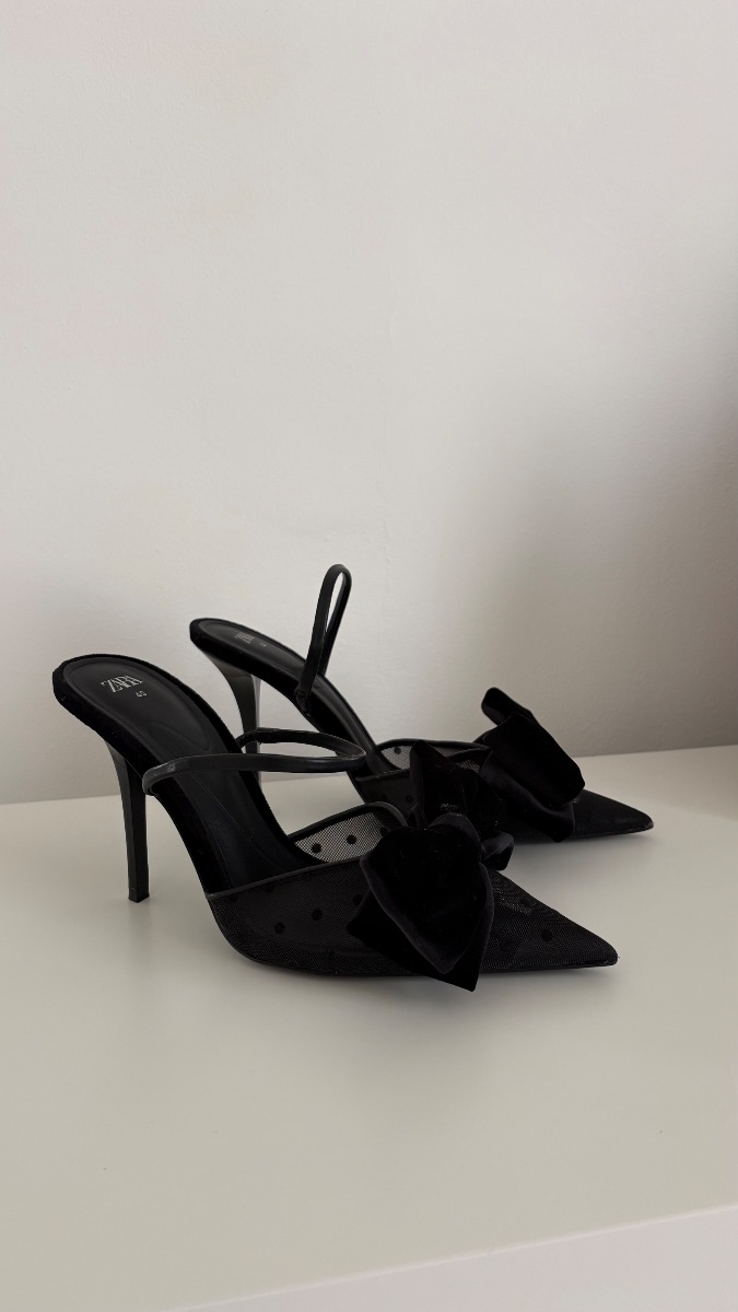Zara black heels with bow photo 2