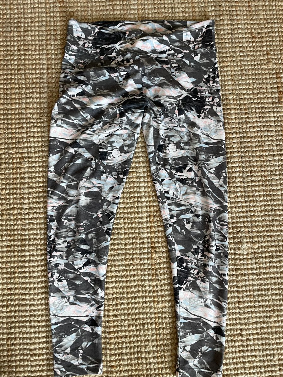 Aztec Grey, Pink Blue Soft Cotton Sports Leggings UK14