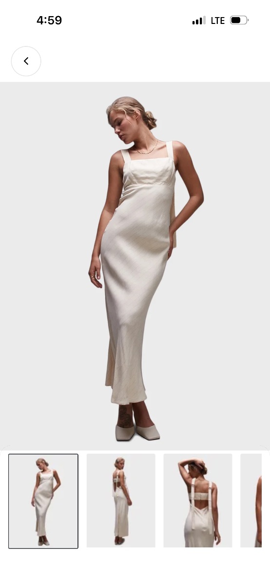 Mango Cream pinstripe cut out midi photo 3
