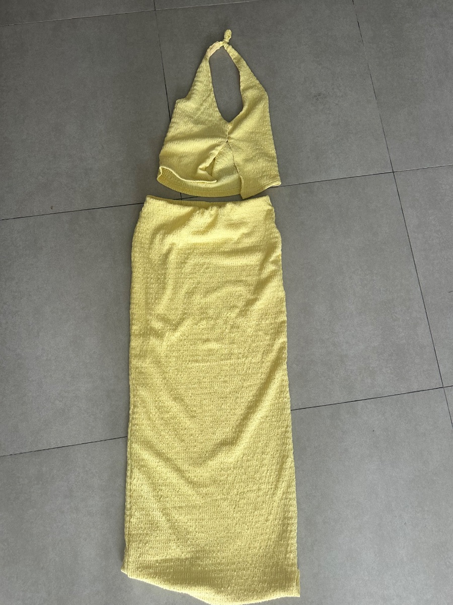 Shein Yellow two piece skirt maxi and top