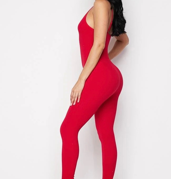 Red Overall Jumpsuit Offshoulder