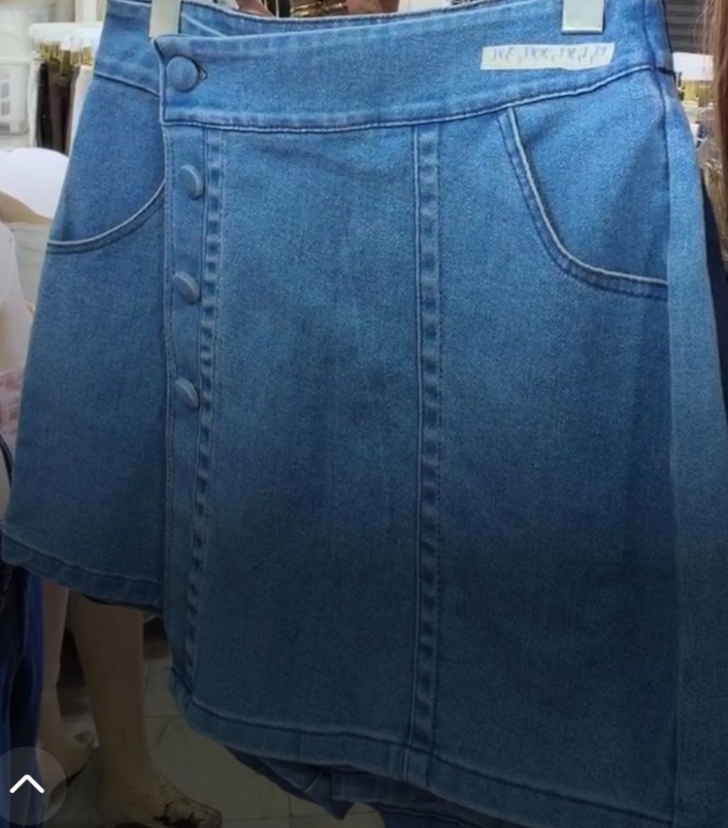 Kamin Asymmetric Denim Mini Skort