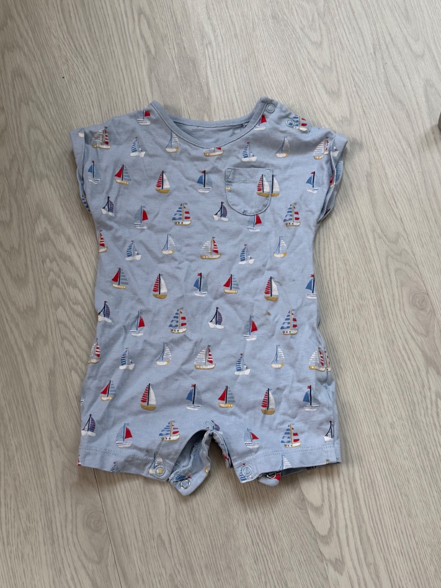 Primark Baby blue vest/romper w/ boats
