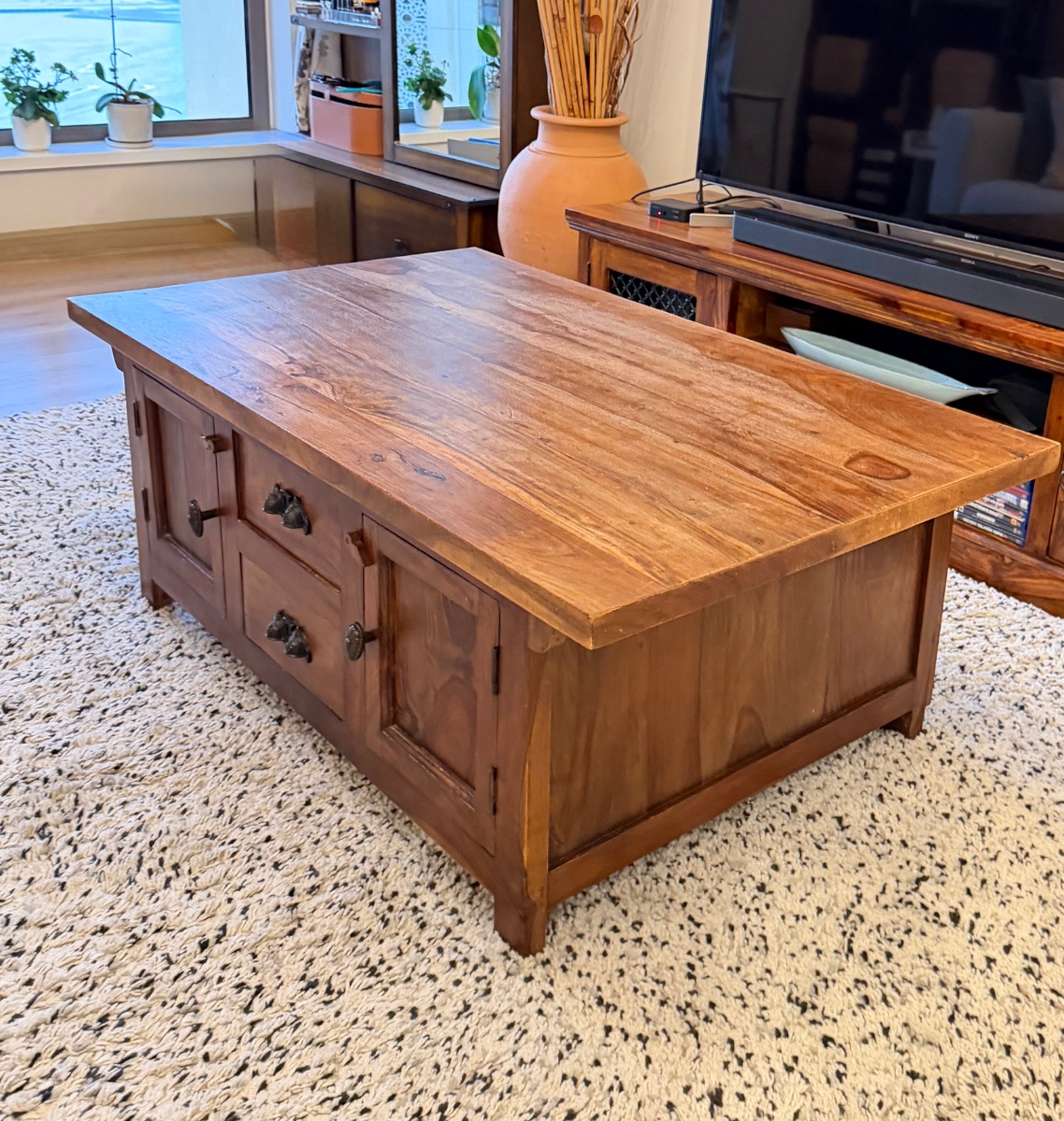 Marina Home Solid Wood Coffee Table with storage - vintage