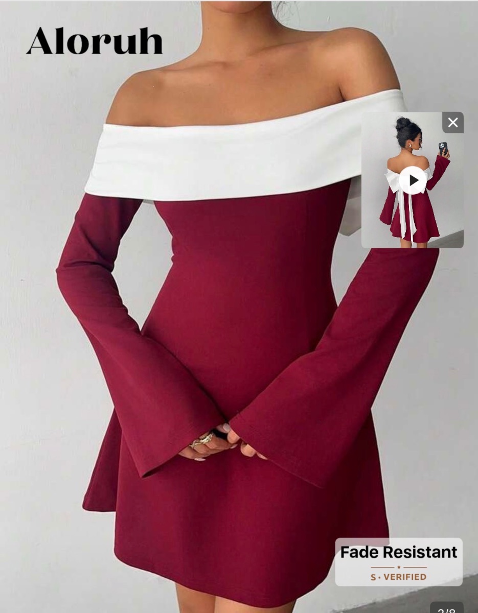 Shein Burgundy white dress size large