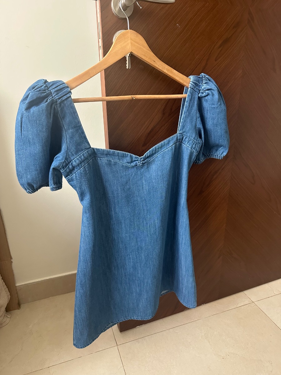 Zara Denim Dress With Balloon Sleeves photo 3