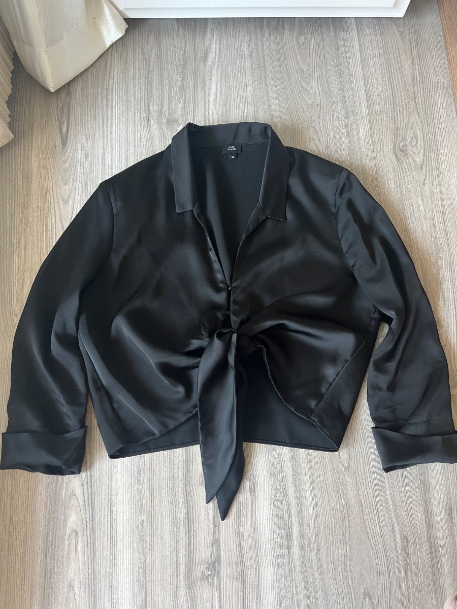 River island black tie blouse size 10
