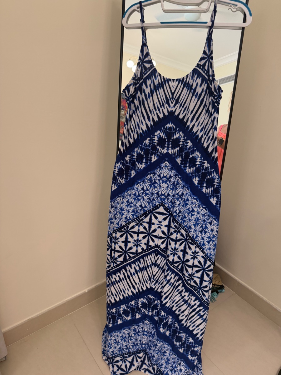 Blue patterned Long Dress photo 2