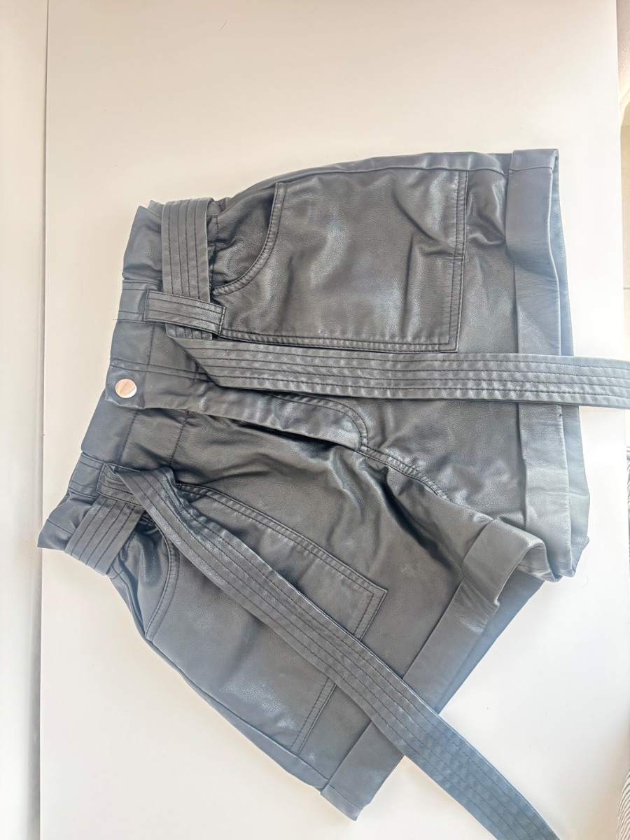 Zara Black faux leather shorts