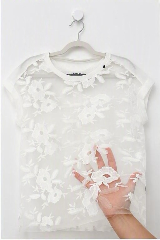 Replay White Floral Lace Top XS