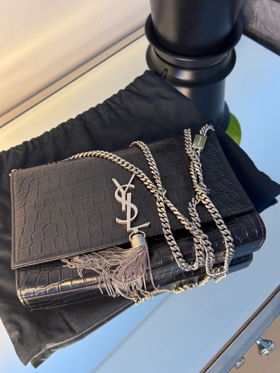 Saint Laurent Kate medium bag crocodile embroidered photo 2