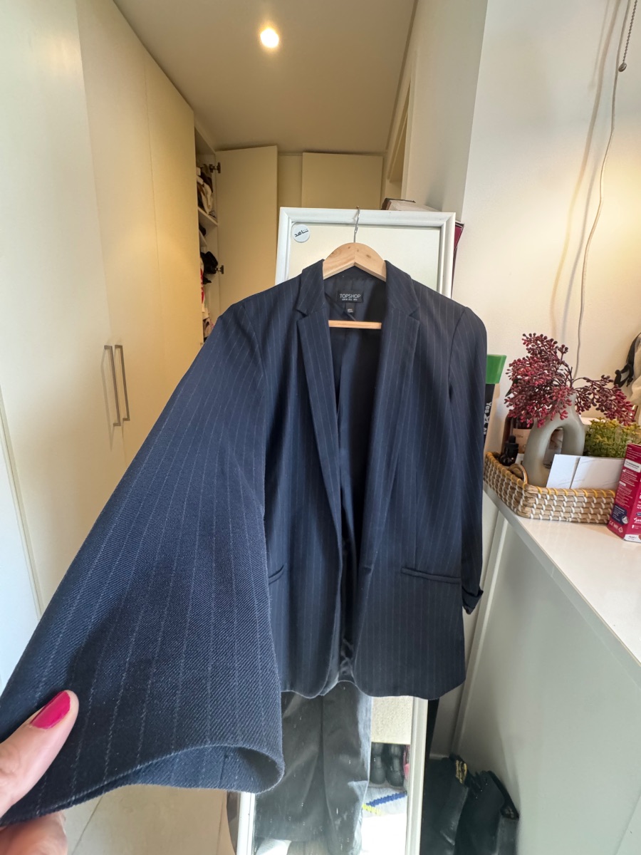 Topshop Navy Striped Blazer