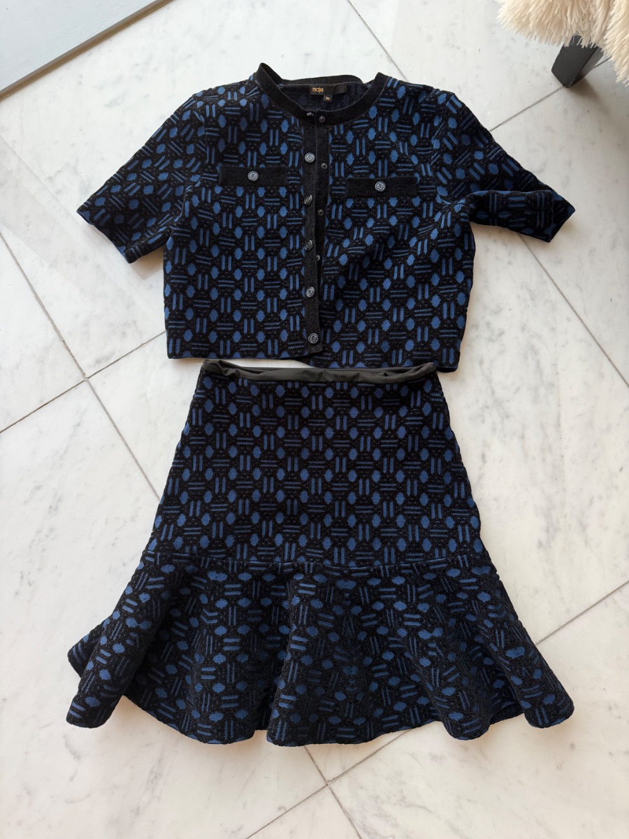 Maje black and blue fitted set