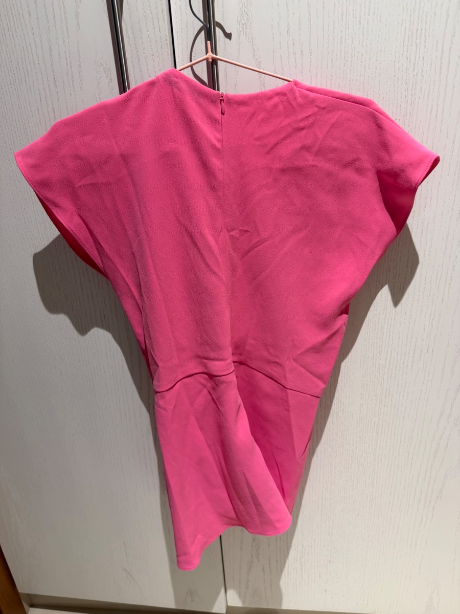 Zara pink v neck wrap blouse with zipper back photo 3