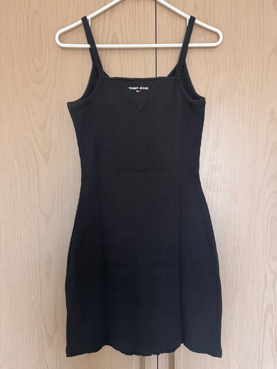 Tommy Jeans black ribbed button-front sleeveless dress photo 2