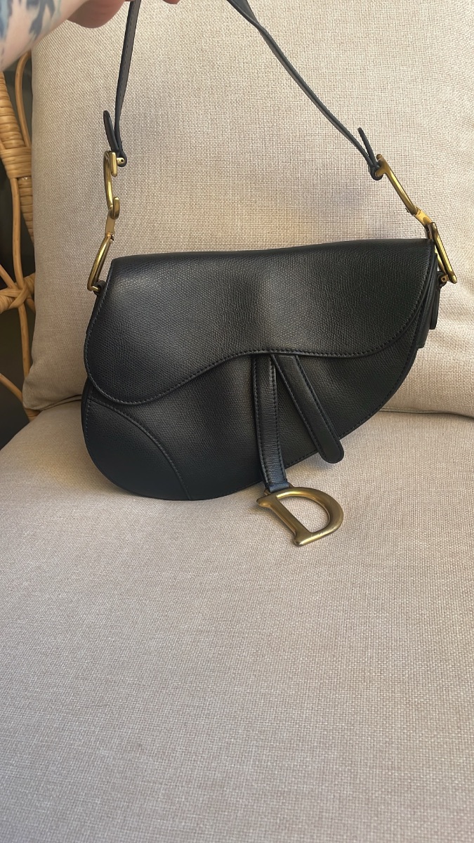 Dior CD black leather saddle bag