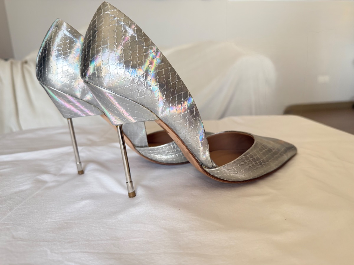 Kurt Geiger London Silver Holographic Heels