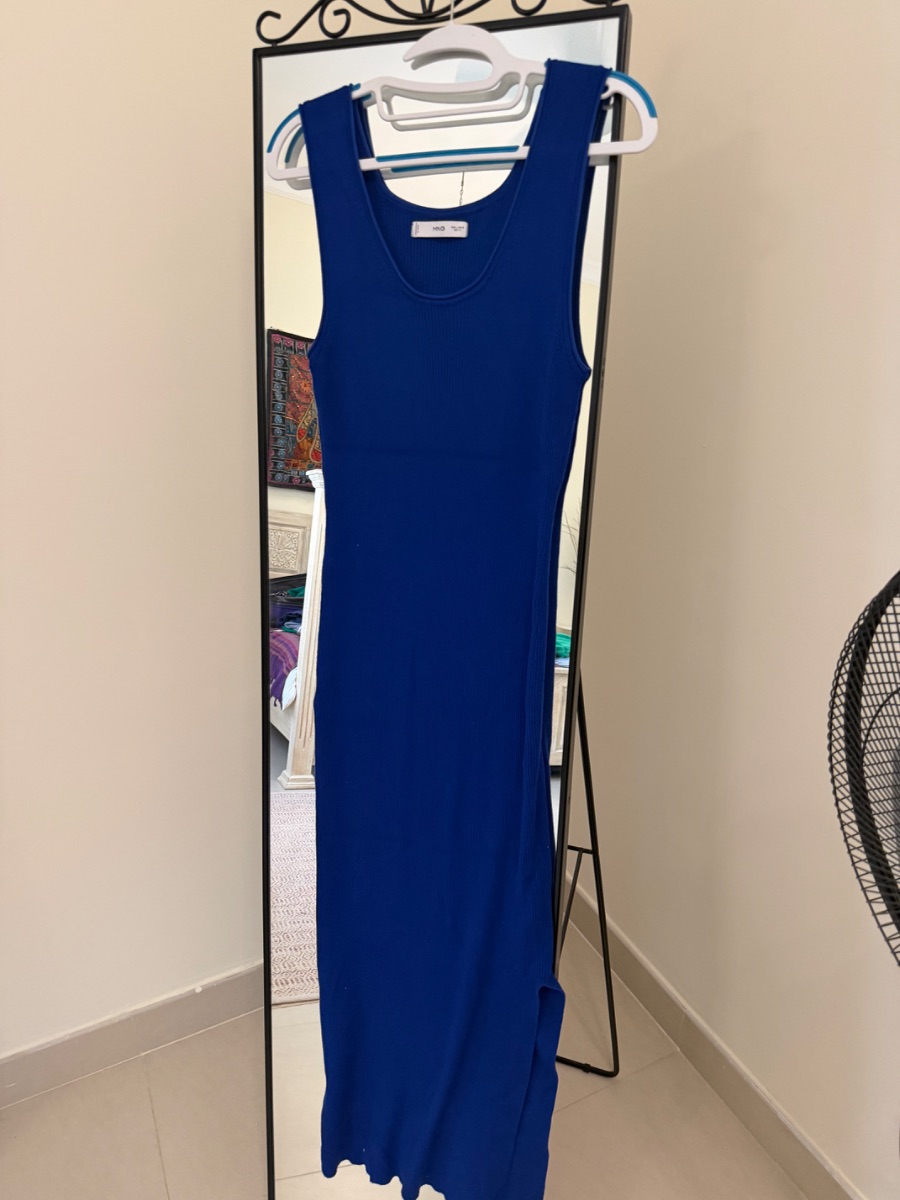Mango Blue Knitted cotton dress photo 2
