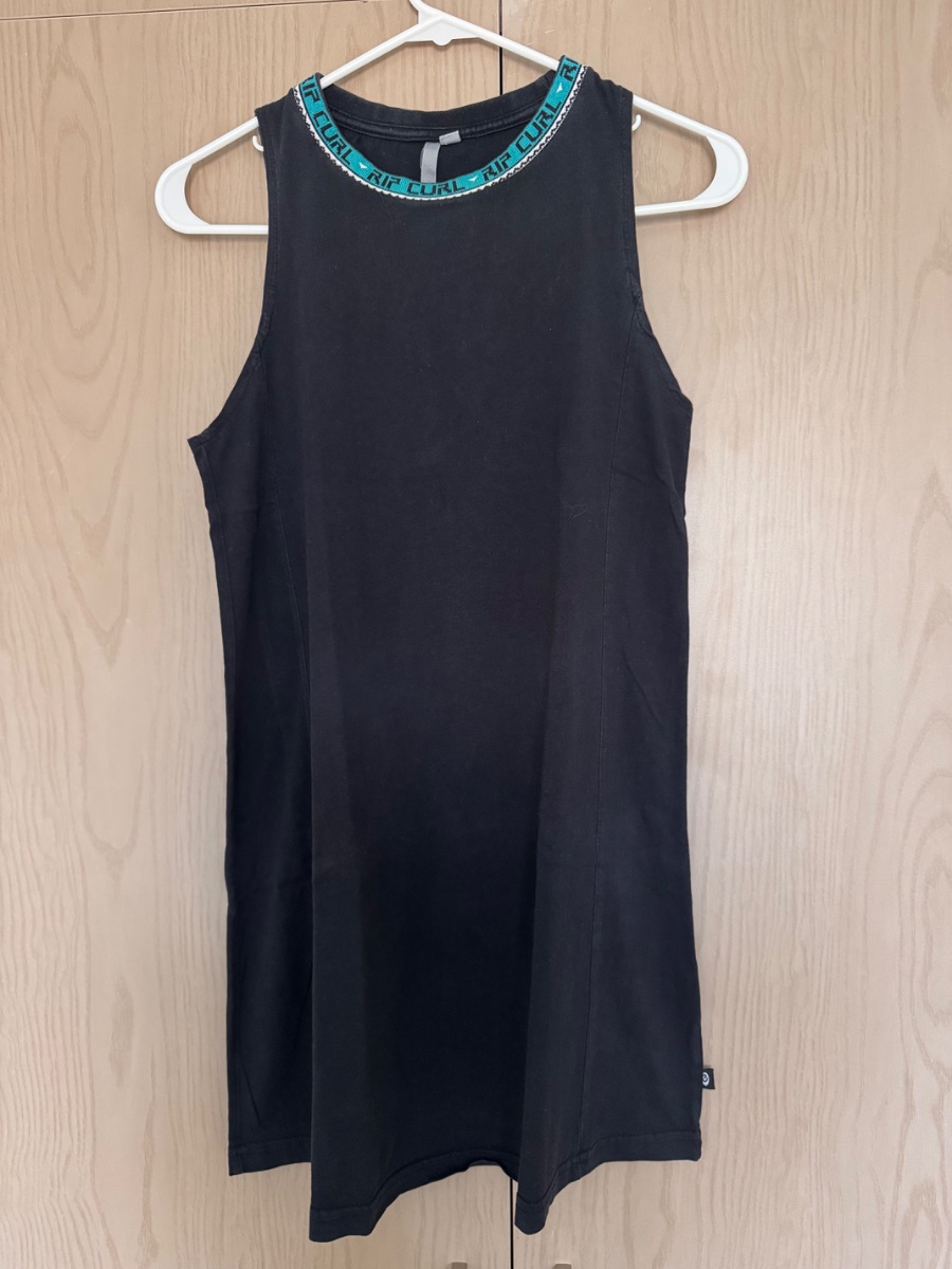 Rip Curl black sleeveless dress with branded neckline