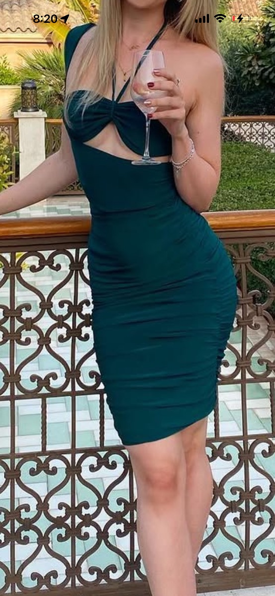 Club L London Green Cut Out Asymmetrical Midi Dress photo 2