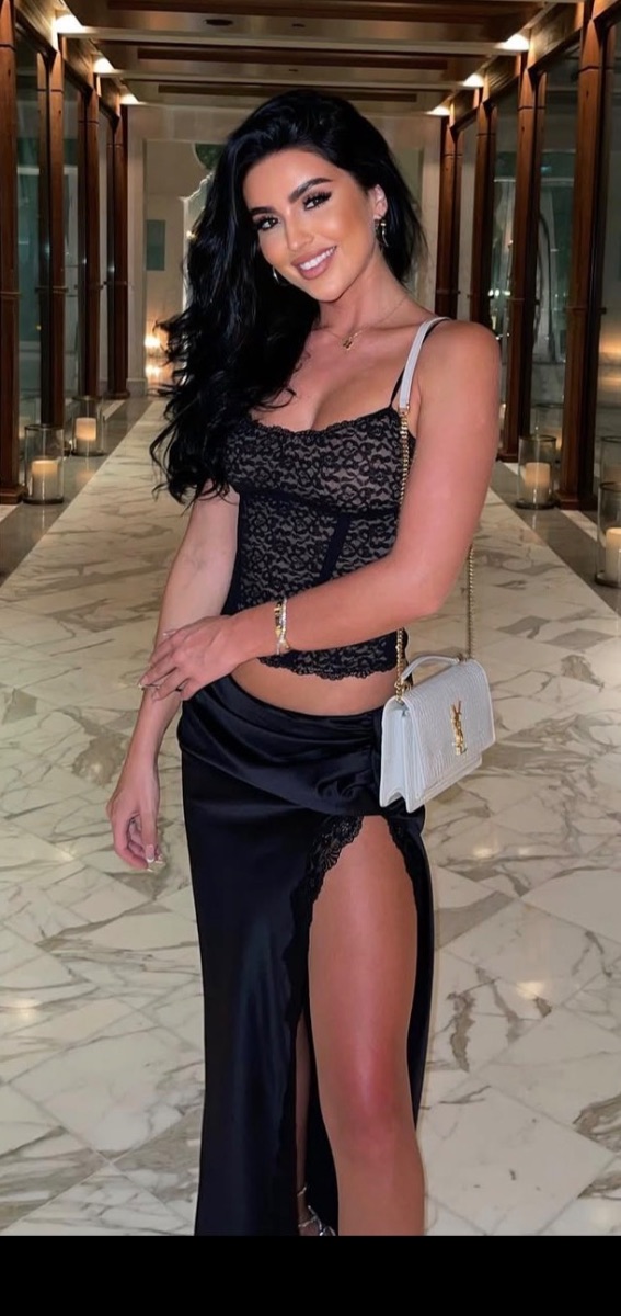House of CB black satin skirt size small