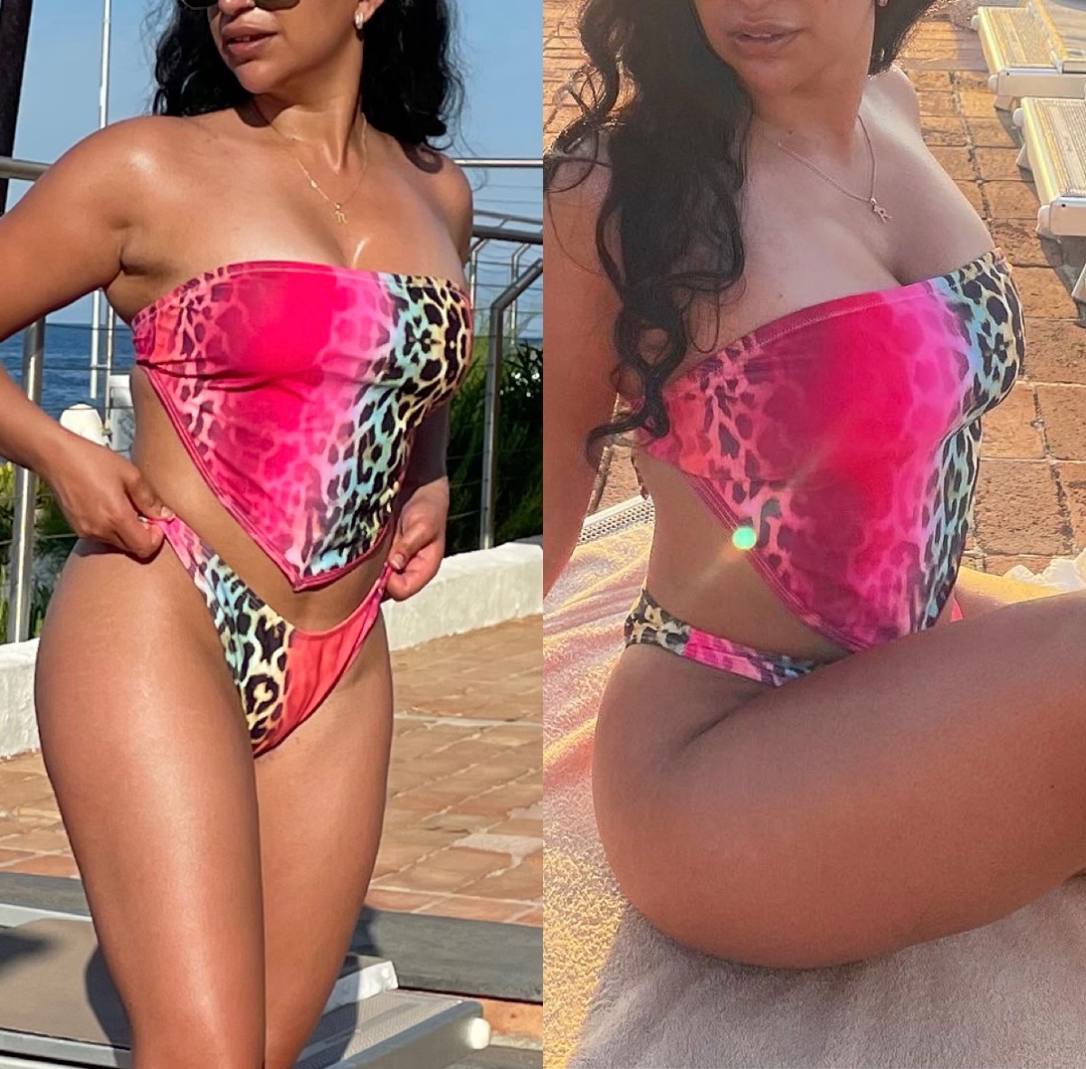 Missguided Pink animal print swimwear co ord