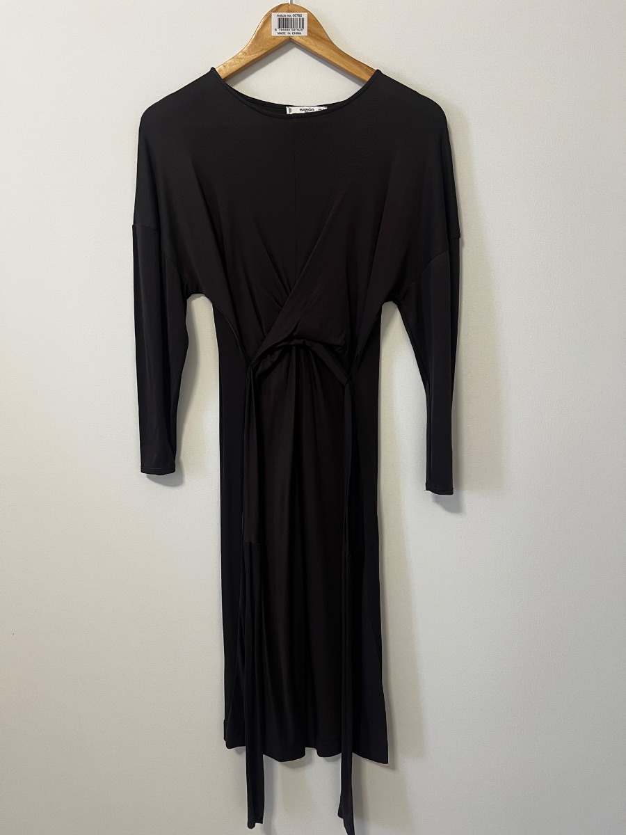 Mango Brown bow midi dress