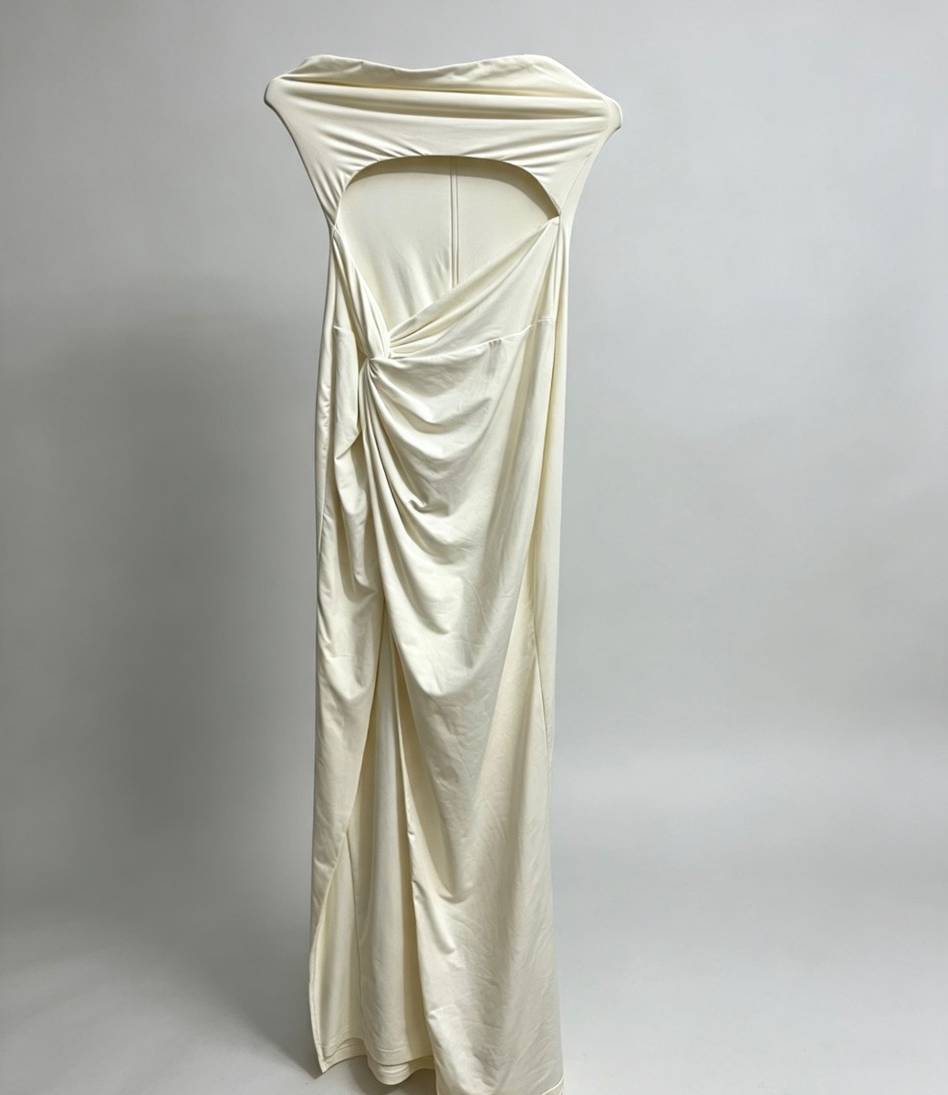 Babyboo Baby Boo Cream Off-Shoulder Maxi Dress