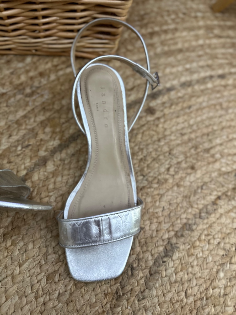 Sandro silver sandals 38/uk5 photo 2
