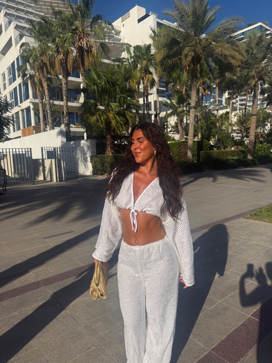 Shein Sequin white two piece set