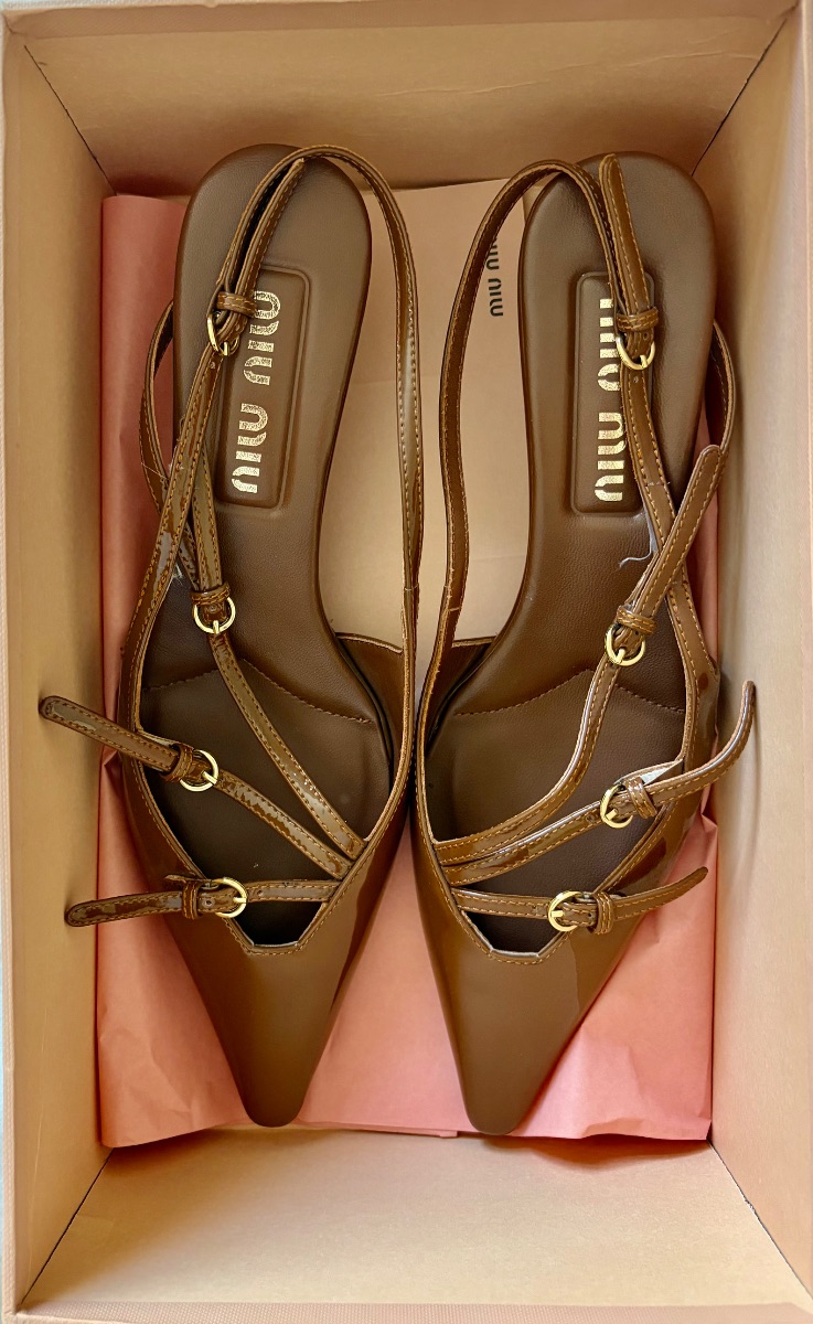 Miu Miu Tan Kitten Heel Shoes - Sz 38 - Box included