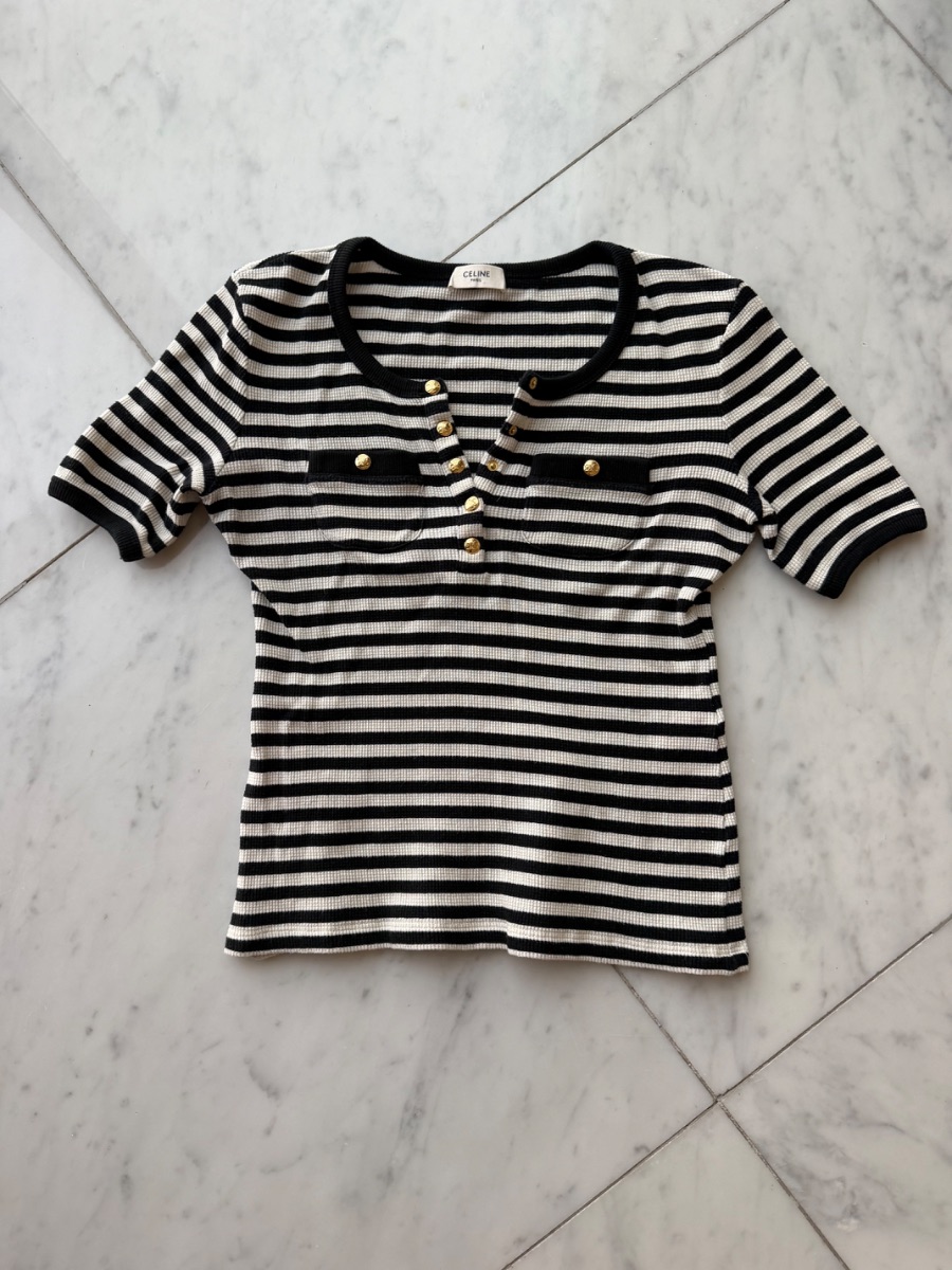 Celine off white and black t shirt