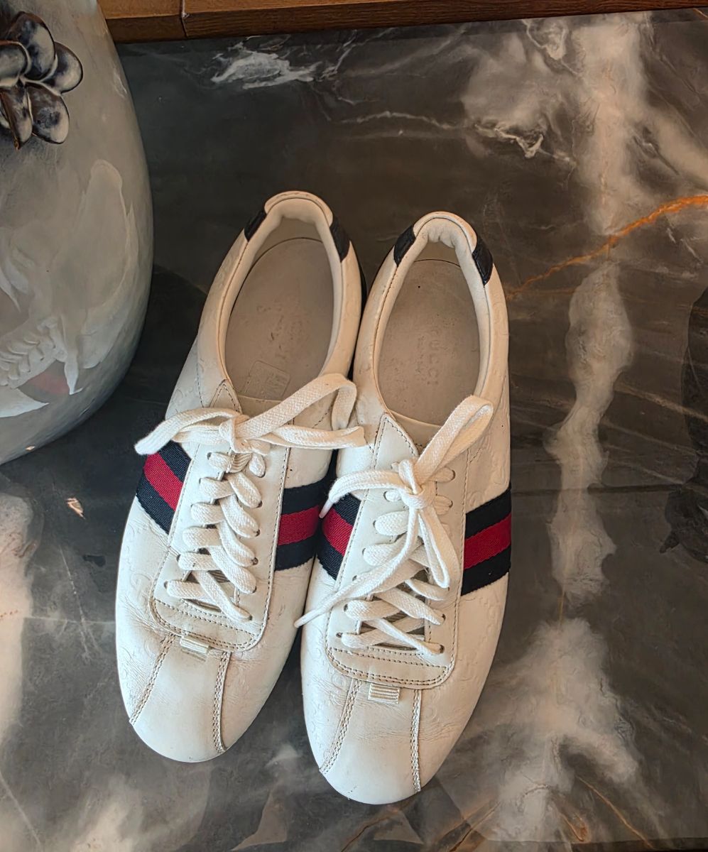 Gucci white leather sneakers photo 2
