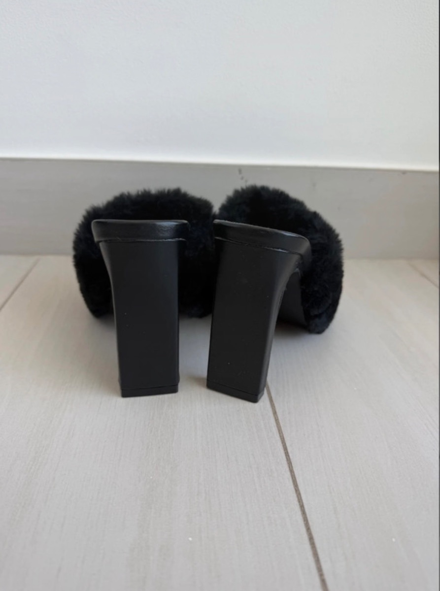 Essex Glam Black Faux Fur Heels photo 3