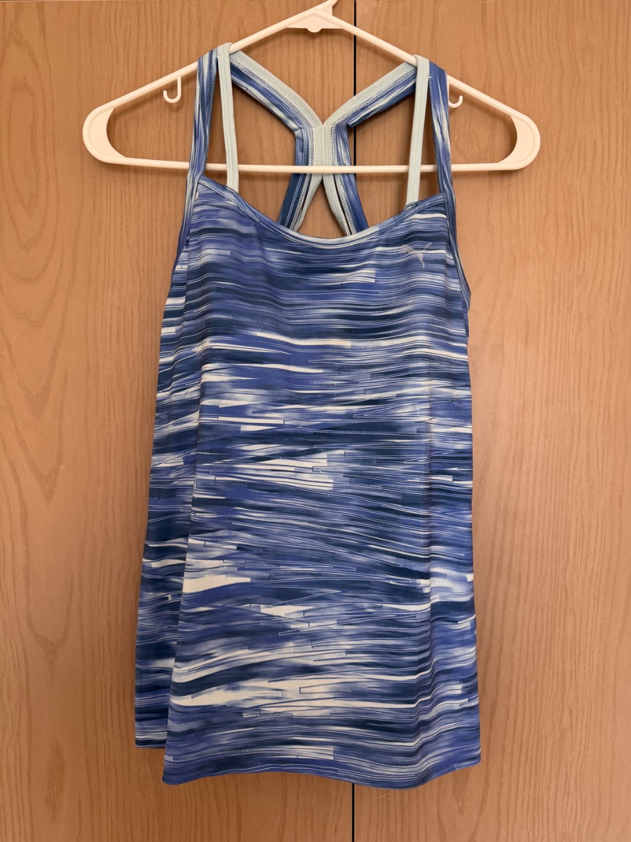 Puma blue and white patterned training tank top