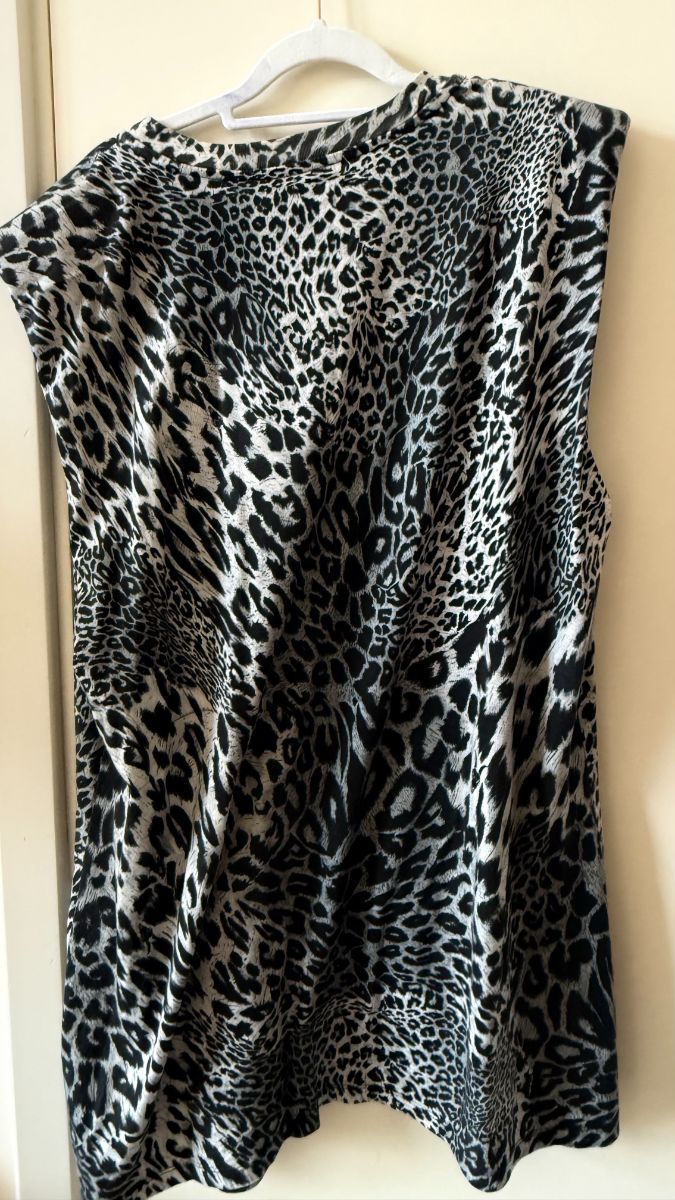 AllSaints All Saints Blk Grey Leopard Print Sleeveless Tshirt Dress Large photo 2