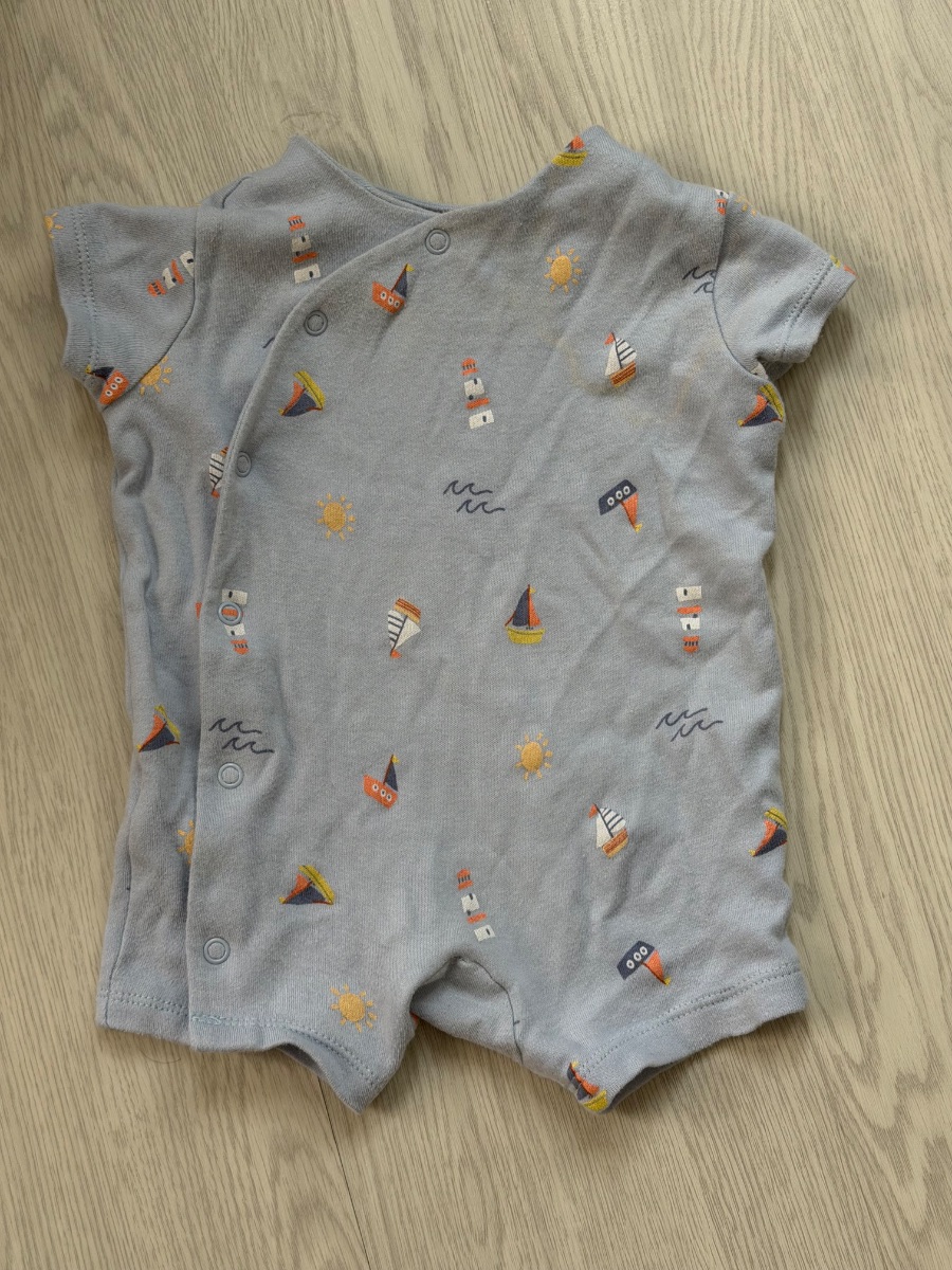 Primark Baby blue vest/romper with sailboats