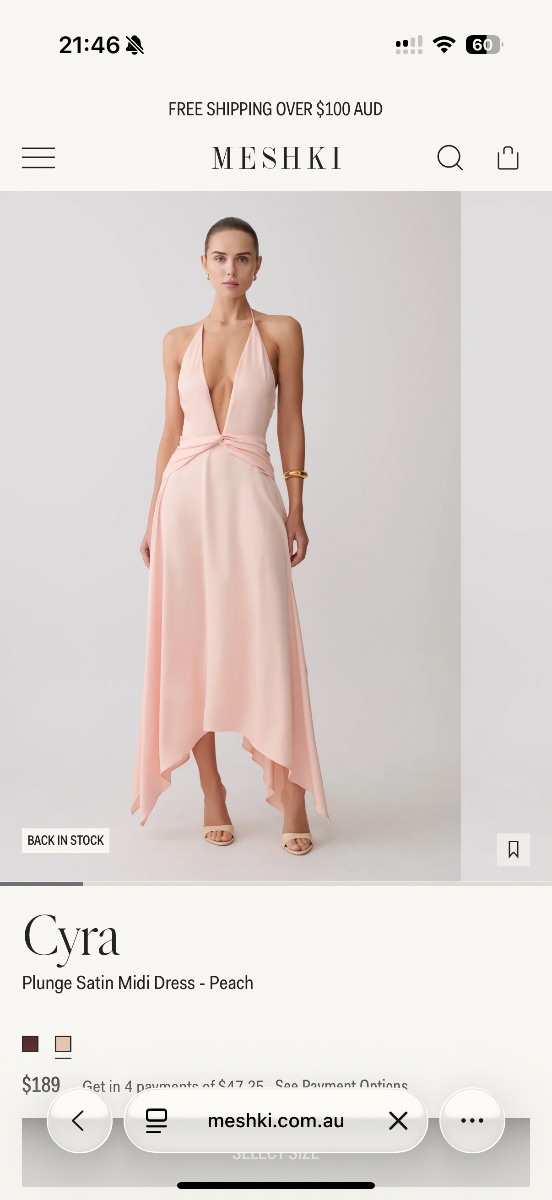 Plunge Satin Midi Dress Meshki photo 3