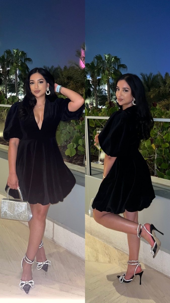 Zara Black Velvet Balloon Dress