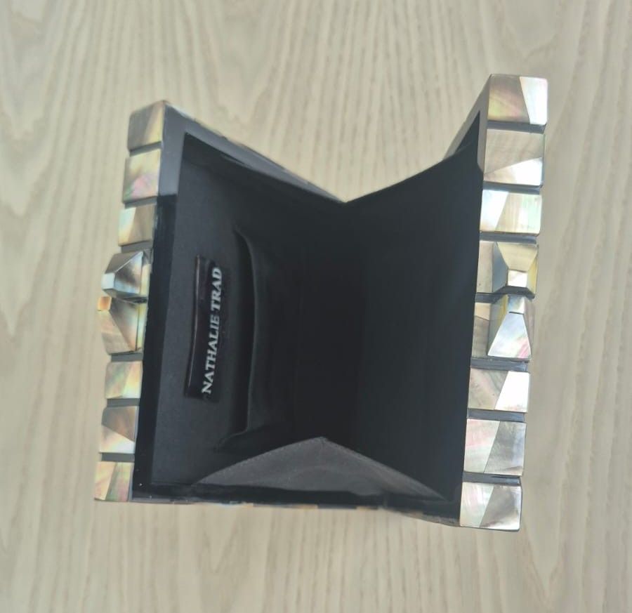 Nathalie Trad Mother of Peral Geometric Box Clutch photo 2