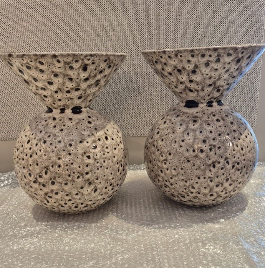 Crate & Barrel Hourglass Ceramic Vases