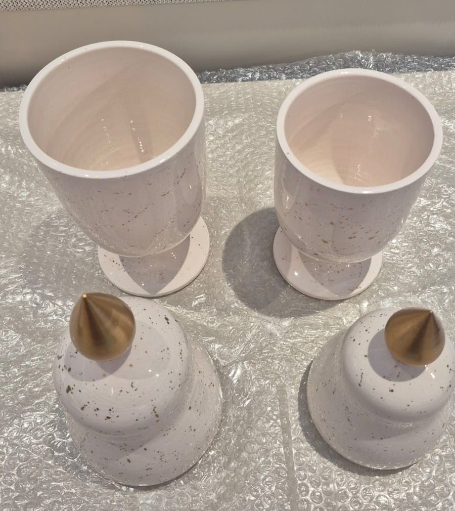 Contemporary Speckled Ceramic Ginger Jars with Lids photo 3