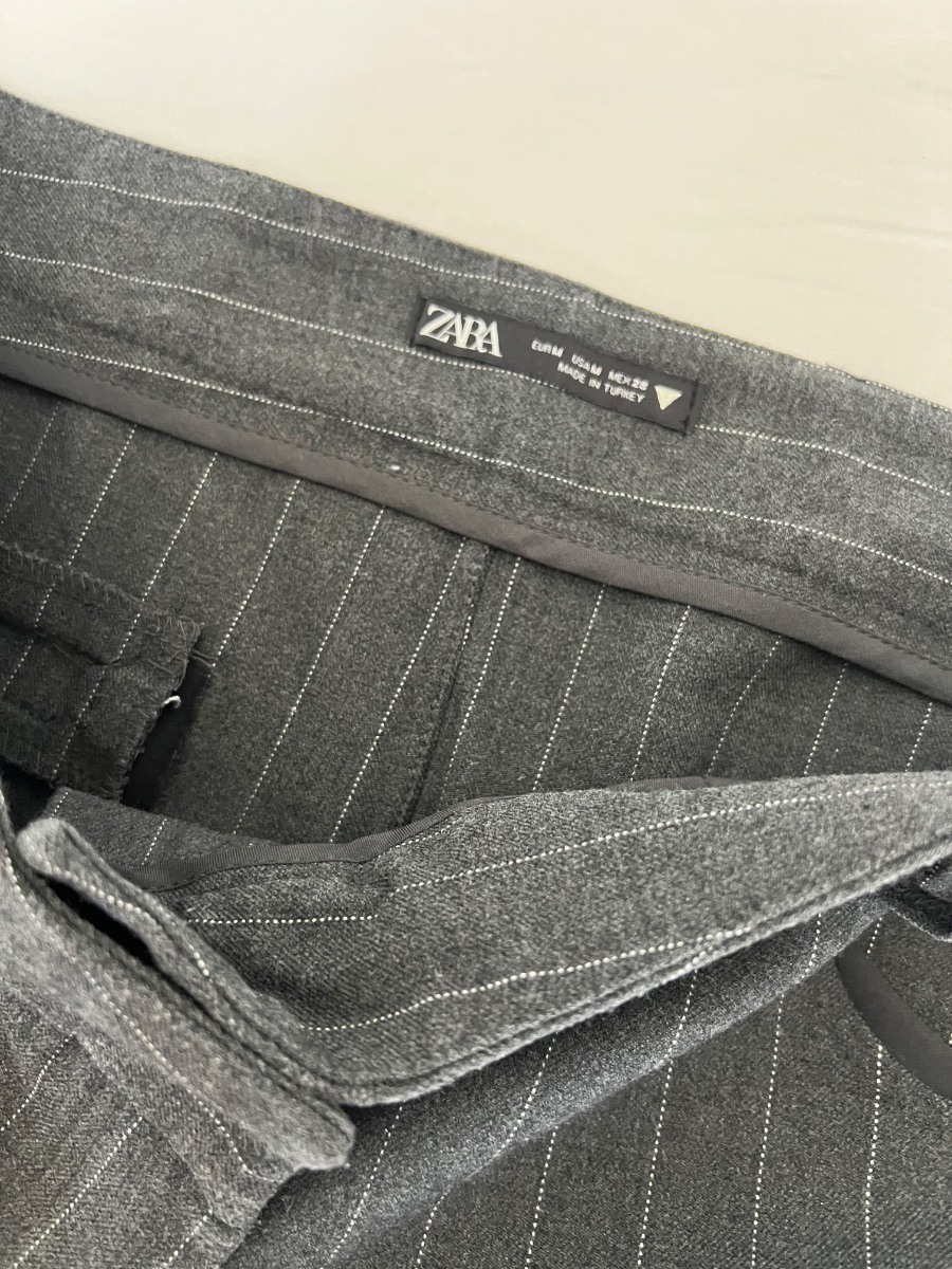 Zara Grey Pinstripe Tailored Trousers – Size M photo 3