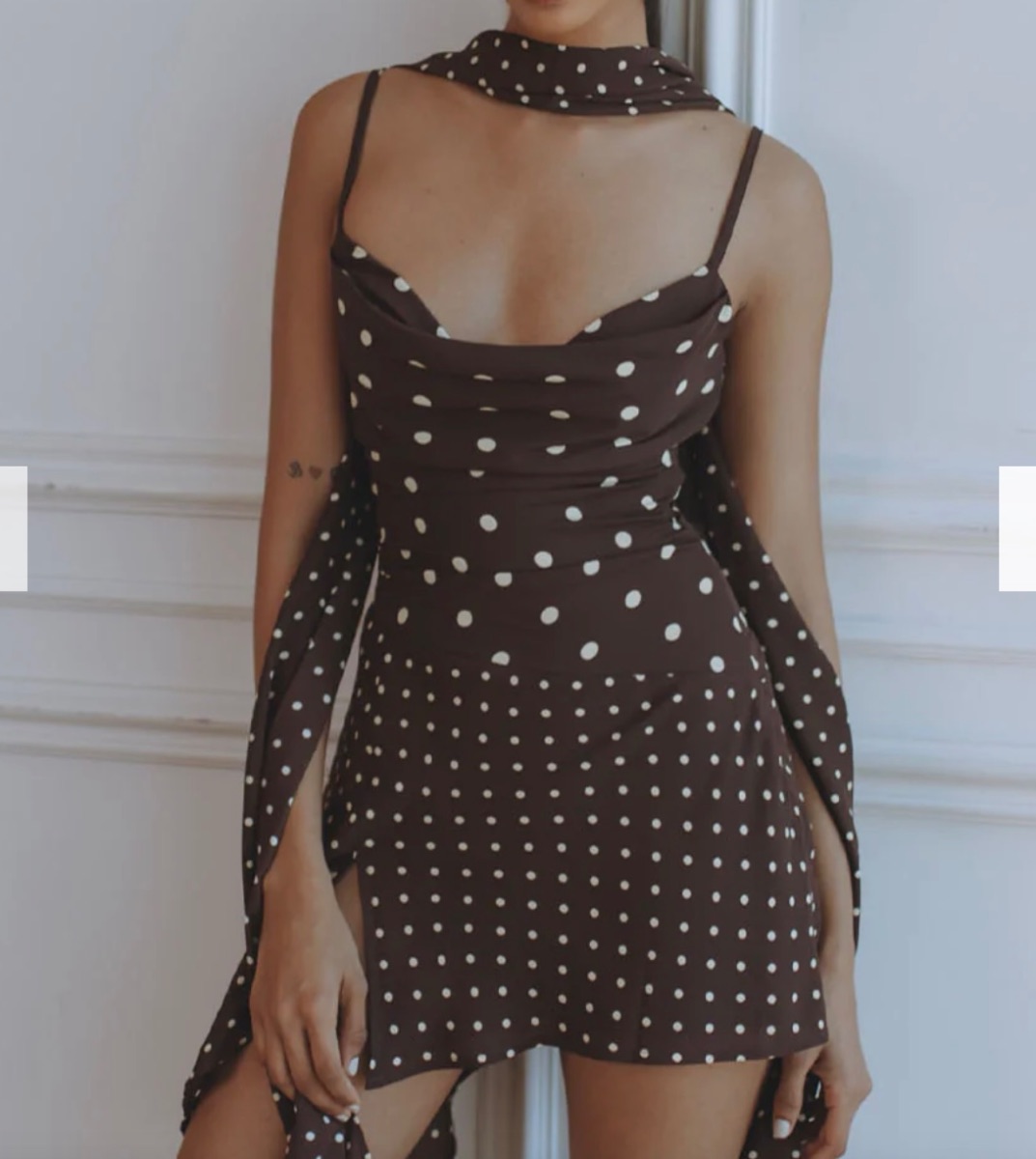 Chic le Frique brown polka mini dress photo 2
