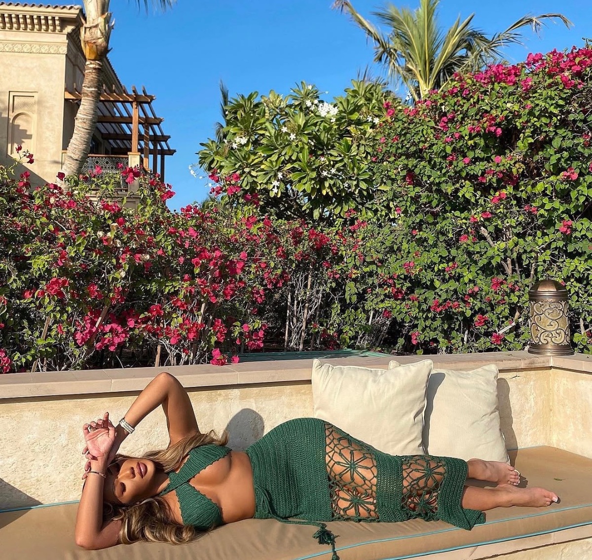 Boutique Green crochet 2 piece co ord beach set photo 2